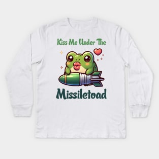 Kiss Me Under The Missile Toad Illustration Kids Long Sleeve T-Shirt